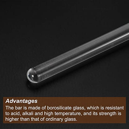 MECCANIXITY 3.3 Borosilicate Glass Stick 7.87" Length 10mm Dia Stir Rod Mixing Tools with Both Ends Round for Lab Kitchen Science 3Pcs - size: 7.87"