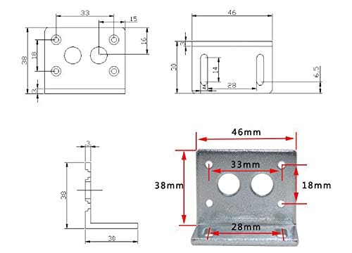 2Pcs 370 Motor Mounting Bracket Holder with Screws, Alloy Steel L-Shape Fixed Seat, DC Worm Geared Motor Holder Bracket for 370 Motor - size: Silver 370 Motor Bracket