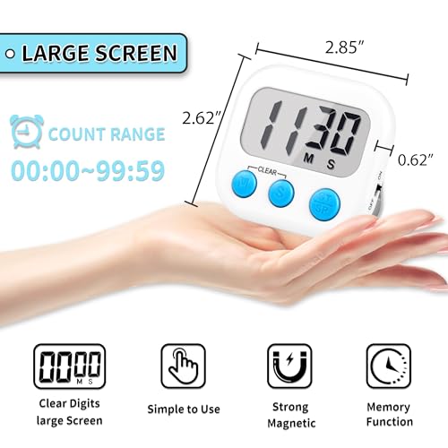 Timer for Kids Digital Kitchen Timers for Cooking- 2 Pack White Pink - color: White Pink