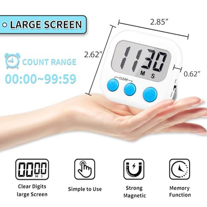 Timer for Kids Digital Kitchen Timers for Cooking- 2 Pack White Pink - color: White Pink