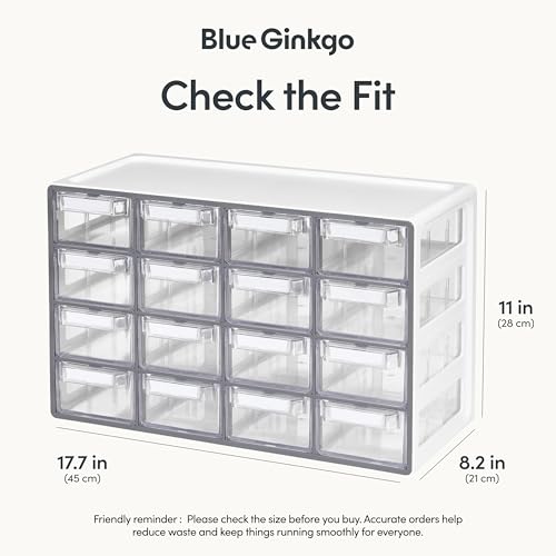 Blue Ginkgo 16-Drawer Storage Cabinet Organizer, Grey, Made in Korea - color: GREY, size: 16 Drawer