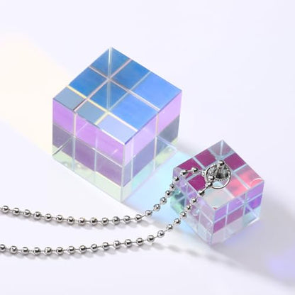 PATIKIL 1Pcs Cube Prism 50mm K9 Crystal Dispersion Prism AB Color - size: 50mm