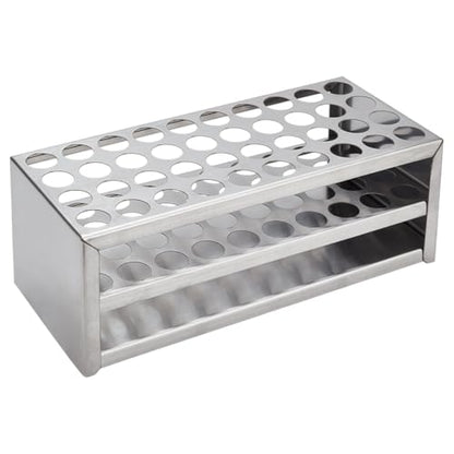 UNICRAFTALE 1 Set 304 Stainless Steel Multi-Use Cylinder Tube Display Racks Lab Supplies Round Holes Test Tube Holder Rectangle Test Tube Rack Hole 18mm for Classroom Lab 226x95x85.5mm - size: 22.6x9.5x8.5cm