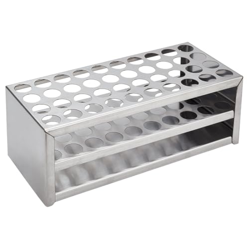 UNICRAFTALE 1 Set 304 Stainless Steel Multi-Use Cylinder Tube Display Racks Lab Supplies Round Holes Test Tube Holder Rectangle Test Tube Rack Hole 18mm for Classroom Lab 226x95x85.5mm - size: 22.6x9.5x8.5cm