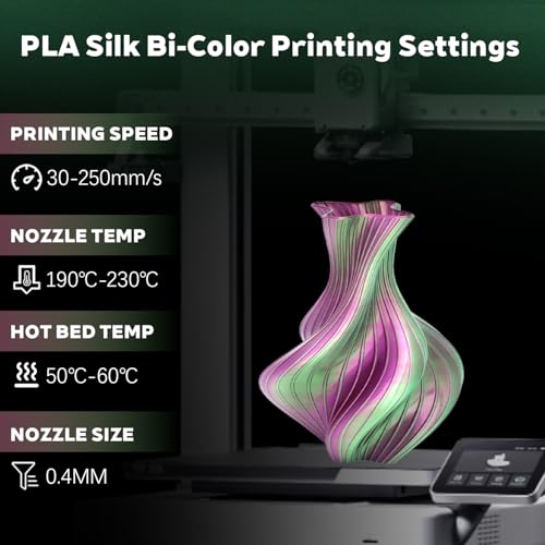 Silk Dual Color Fuchsia Green PLA 1.75mm 1kg Shiny 3D Printer Filament FDM - color: A_pla-2ssc-12 Silk Green+fuchsia