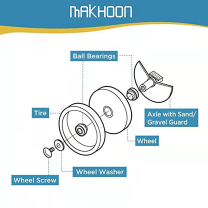 MAKHOON Large Wheel Complete with Tire Bearings Replacement for Polaris Zodiac 280 (Not Compatiable with Polaris 360 380 Model Pool Cleaner) - size: 1