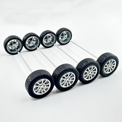 10PCS Toy Car Wheels 28mm Rubber Tire with 5PCS Shaft Round Axles for for DIY Model Toy RC Car Accessories Parts (2X28MM) - style: 2X28MM