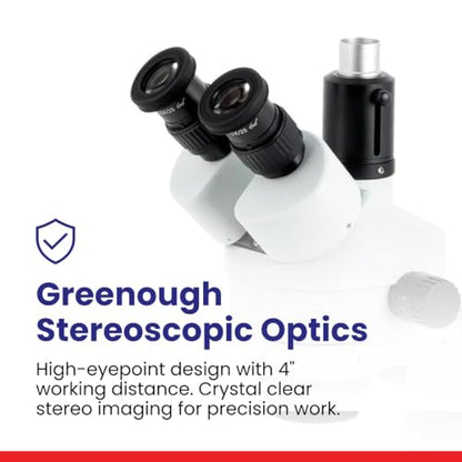 AmScope SM-3T Professional Trinocular Stereo Zoom Microscope, WH10x - style: Microscope