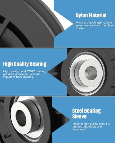 3.5" Nylon Pulley Wheel, Cable Replacement Pulley - size: 12 Pack