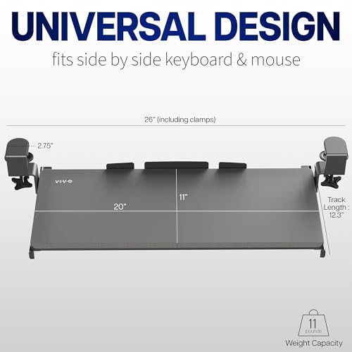 VIVO Light Wood Clamp-on 20 x 11 in Keyboard Tray, MOUNT-KB05ES-A - color: Light Wood, size: 20 inch