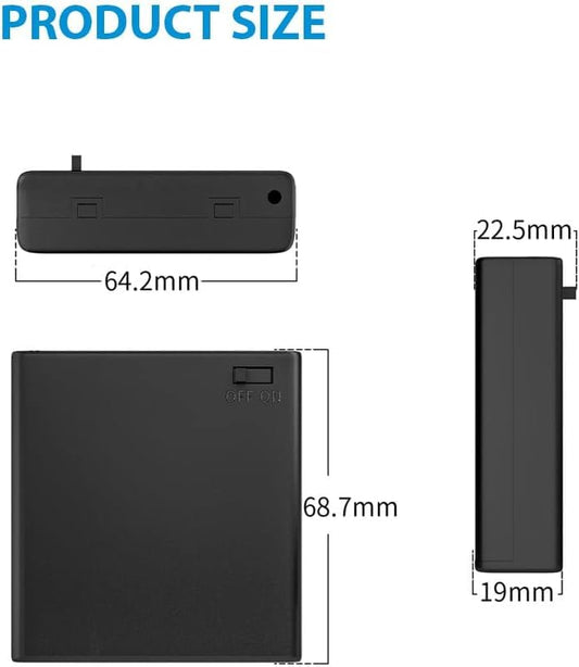 (Pack of 4) 4 AA Battery Holder with ON/Off Switch and Cover