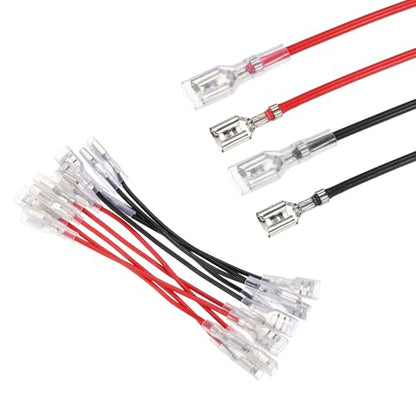 MECCANIXITY 10pcs Double Head Female Spade Crimp Terminal 6.3mm 10cm Wires - size: 6.3mm, 10cm L