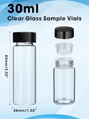 30ml Clear Small Glass Vials with Screw Caps for Essential Oil, 10 Pcs - size: 30ml-10pcs