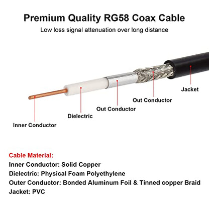 MOOKEERF PL-259 UHF CB Coax Cable - 15FT, RG58 PL-259 UHF Male to Female Low Loss Antenna Extension Jumper for HAM Radio, Antenna Analyzer, Dummy Load, SWR Meter - size: 15FT