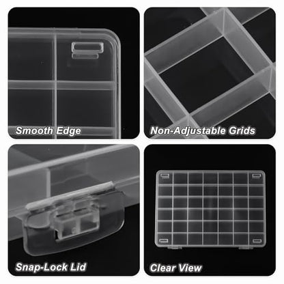 SUTOKAKA 42 Grids Clear Plastic Jewelry Organizer Box - size: 42