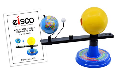 EISCO Illuminated Sun, Earth & Moon Orbital Model, 14" H x 11" W - 12V Light Bulb Demonstrates Sunlight - Solar Eclipse Demonstration - Includes Experiment Guide, for Adults