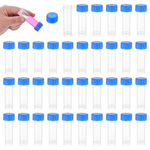PATIKIL 5mL Plastic Cryogenic Vial, 64Pcs Cryogenic Storage Tube Lab Frozen Test Tube Container Storage Screw Cap for Lab Laboratory Science, Blue Clear - color: Blue, size: 5ml