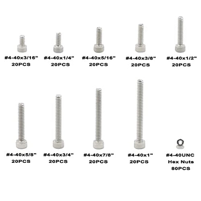#4-40 UNC 304 Stainless Steel Knurled Hex Socket Cap Screw & Nut Kit - size: #4-40UNC