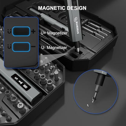 STREBITO Electric Screwdriver, 155 in 1 Precision Electric Screwdriver Set - color: Upgraded-black