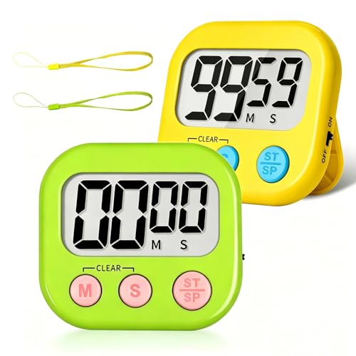 ZILLEEN Classroom Timer for Kids Teachers 2 Pack Digital Timers Green Ye - color: Green & Yellow