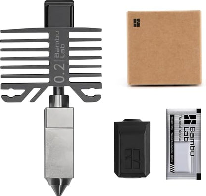 Bamboo Original 0.2mm Stainless Steel Nozzle Assembly Hotend Kit for Bambu Lab X1 Series and P1 Series,Compatible with P1S P1P X1C X1 Carbon 3D Printer - style: P1/X1 Series Hotend (0.2mm)