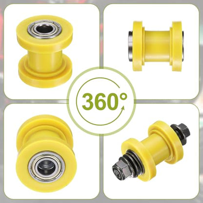 PATIKIL 10mm Grooved Roller Pulley Tensioner Yellow Chain Roller Pulley - color: Yellow