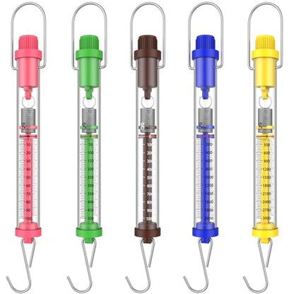 Tubular Spring Scale Set of 5 for Classroom,1N,5N,10N,20N,30N