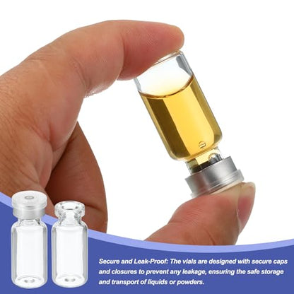 PATIKIL 3ml Sample Vials, 8 Pack Lab Empty Vials with Butyl Rubber Stopper and Crimp Top Caps Borosilicate Glass Vial, Transparent - color: Transparent, size: 3ml