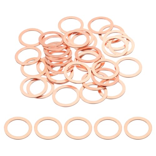 PATIKIL 35PCS M18 Copper Washers, M18x24x1mm Copper Crush Washer Metric Flat Washers Sealing Washers Assortment Kit Oil Drain Plug Gasket Ring for Automotive Battery Vehicles Screws Bolt - size: M18x24x1mm
