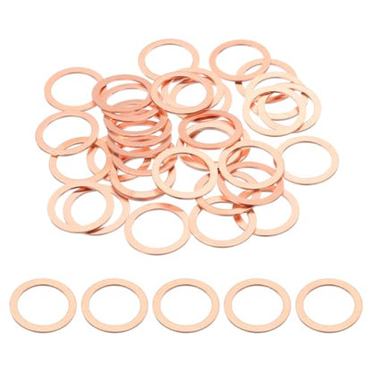PATIKIL 35PCS M18 Copper Washers, M18x24x1mm Copper Crush Washer Metric Flat Washers Sealing Washers Assortment Kit Oil Drain Plug Gasket Ring for Automotive Battery Vehicles Screws Bolt - size: M18x24x1mm