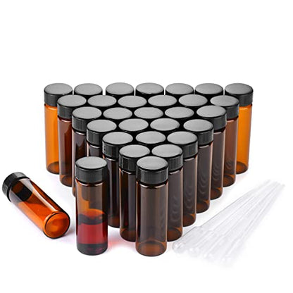 30ml Amber Small Glass Vials 30pcs with Screw Caps(30pcs) - color: Amber, size: 30ml 30pcs
