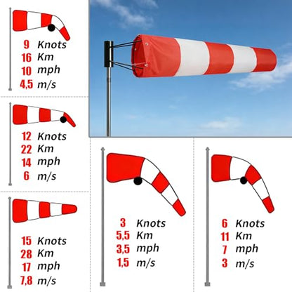 8" x 36" Heavy Duty Airport Windsock – Aviation Grade Orange Wind Direction Indicator with 8" Ball Bearing Frame – FAA Style Outdoor Industrial Windsock