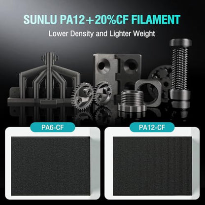 SUNLU PA12-CF Carbon Fiber Nylon Filament 1.75mm, 1KG (Black) - color: 1kg Pa12-cf Black, size: Carbon Fiber Nylon