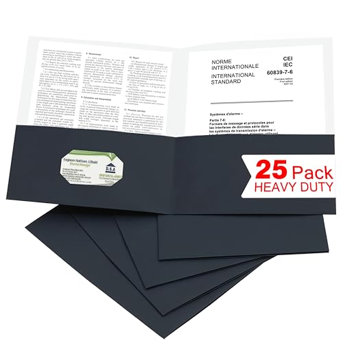 Zzrywuty 25 Packs Black 2 Pocket File Folders with Business Card Slot,Special Paper,Letter Size,Holds 100 Sheets for School,Office,Business,Black - color: Black-25pcs