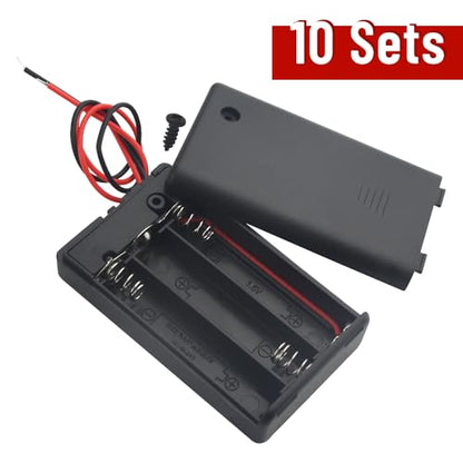 WMYCONGCONG 10 PCS 3 AAA 4.5V Battery Holder with Switch 3X 1.5V AAA Battery Holder with Leads for Arduino RC LED Strips