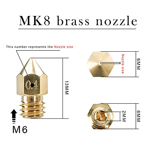 MK8 Nozzles 24 pcs Assorted Sizes 3D Printer Extruders Brass Nozzles - size: MK8 Brass, style: Kit: Various Nozzles