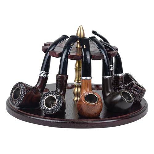 WodGod Tobacco Pipe Stand Holder,Wooden Tobacco Pipe Stand Holder Rack for 10 Tobacco Pipes