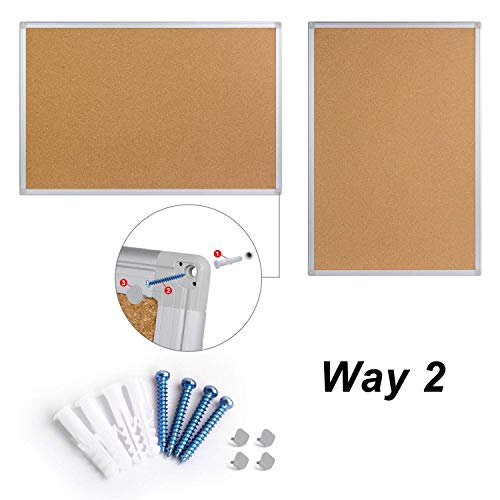 Bulletin Board 36 x 48, Silver Aluminium Framed 4x3 Large Wall Mounted Cork Office Notice Pin Board - size: 36" x 48"