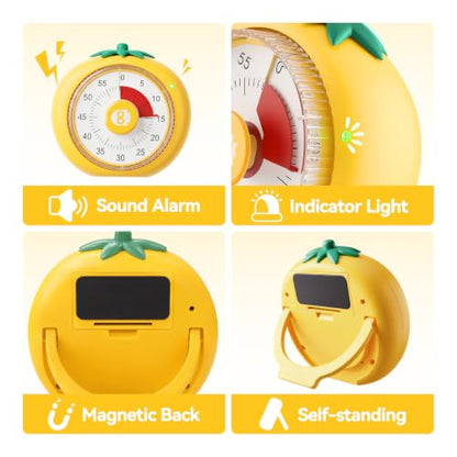 Magnetic Visual Timer, 60-Minute Countdown for Kitchen Classroom Homework - color: Yellow