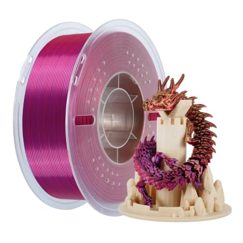 Kingroon Silk PLA Filament, Tri Color PLA Filament, Multicolor 3D Printer Filament, Dimensional Accuracy 1.75mm (+/-0.02mm) 1kg Spool(2.2lbs), Red Gold Purple - color: 1kg-red Gold Purple, size: 1KG