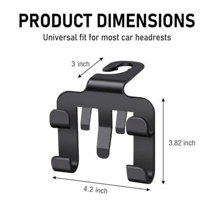 2 PCS Car Headrest Hooks, Multifunctional Heavy‑Duty Car Seat Back Hanger with Phone Holder, Auto Headrest Purse Bag Hook, Universal for Most Cars Front & Back Seats (Black)