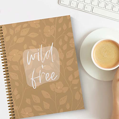 Wild and Free Floral Spiral Notebook / 8.5" x 11" Journal / 120 College Ruled Pages/Durable Gloss Laminated Softcover/Gold Wire-o Spiral Binding/Made in the USA - color: Wild and Free