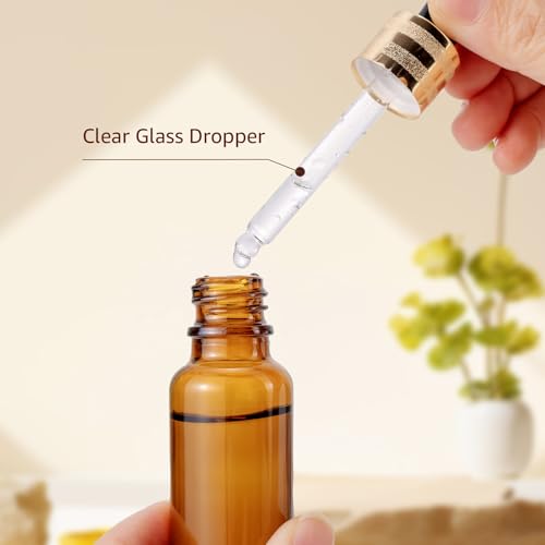 30 Pack 20ml Amber Glass Dropper Sample Bottles with Golden Caps - color: Amber, size: 20mL-30pcs