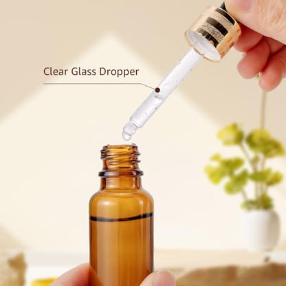 30 Pack 20ml Amber Glass Dropper Sample Bottles with Golden Caps - color: Amber, size: 20mL-30pcs