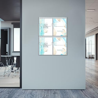 Barydat 4 Pocket Acrylic Brochure Holder Wall Mount 11.8 x 8.78 inches - size: 11.8 x 8.78 Inch