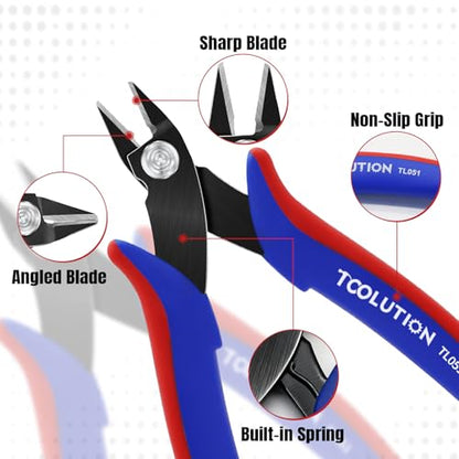 Pliers Set, Wire Cutters, Flush Cutters, Needle Nose Pliers 3 Pcs