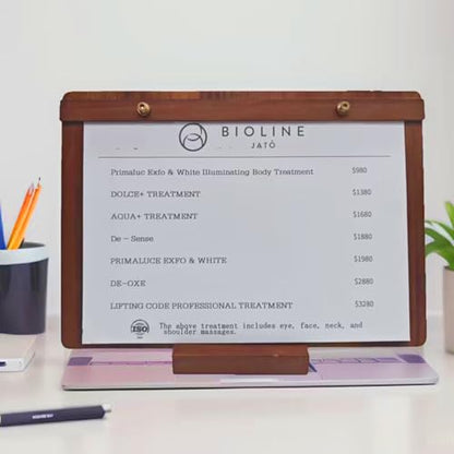 9.45×13.39 Inch Solid Walnut 2‑in‑1 Menu Clipboard, Horizontal Display Sign - size: A4 Horizontal Version