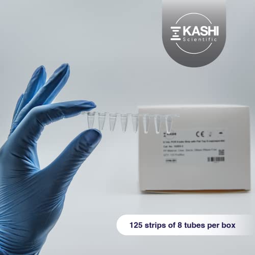 Kashi Scientific PCR 8-Tube Strip, Clear Polypropylene with Flat Caps - 125 Strips/Box (.1mL, Separate Cap) - size: .1mL, style: Separate Flat Cap