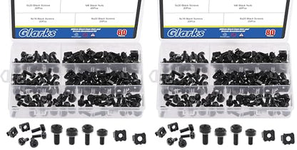 Glarks 80Sets/160Pcs M5 M6 Cage Nuts and Screws Set, M5 x 16mm, M5 x 20mm, M6 x 16mm, M6 x 20mm Square Hole Hardware Cage Nuts & Mounting Screws Washers for Server Rack and Cabinet (Black) (Pack of 2) - size: One Size (Pack of 2)