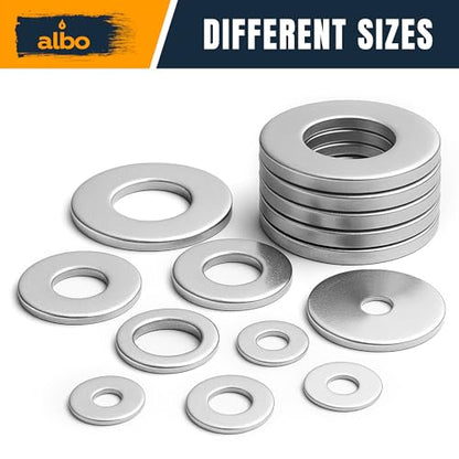 ALBO 100 Pcs 3/8" x 1-1/2" 304 Stainless Steel Fender Flat Washers - size: 3/8"x1-1/2" - 100pcs